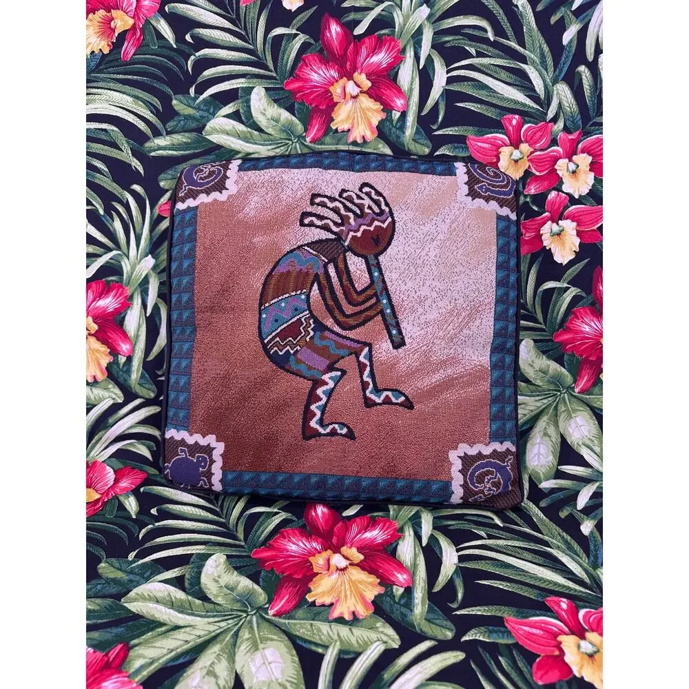 Kokopelli Flute Dance Southwest Desert Tapestry Throw Pillow